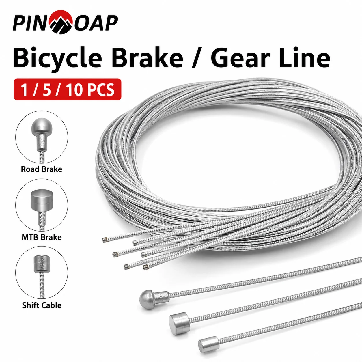 PINMOAP Juego de cables de freno y cambio para bicicleta de montaña y carretera, 1/5/10 piezas, cable interno para cambio de marchas, accesorio de ciclismo
