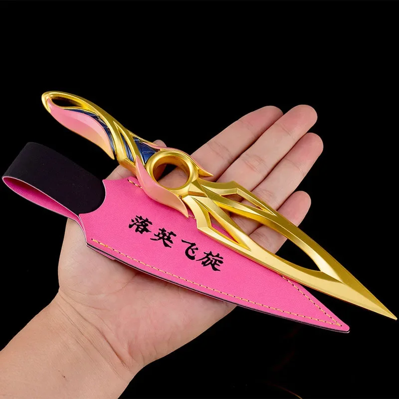 Modelo de arma Valorant Mystbloom Kunai con funda, cuchillo de Metal, espada de juguete, colecciones, juego, periféricos, regalos, adorno, 22cm