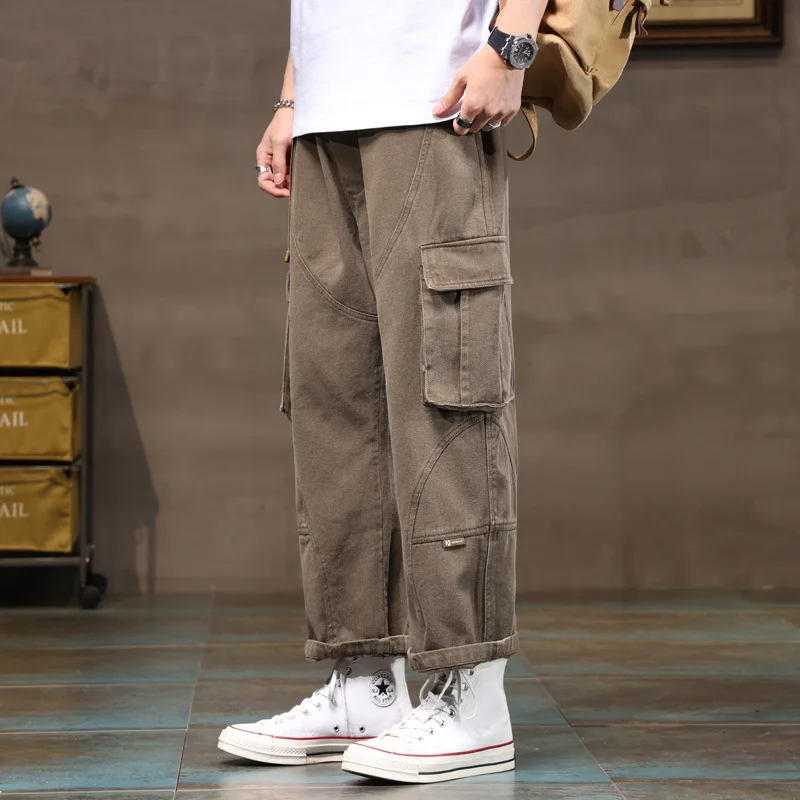 The New Four Seasons Multi-Pocket Men'S Trend Loose Work Pants Legged Korean Version Of Flow Nine Minutes