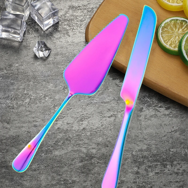 2Pcs Cake Knife Shovel Set Stainless Steel Tableware Kit Cake Cutting Tools Pie Pizza Spatula Wedding Birthday Party Supplies