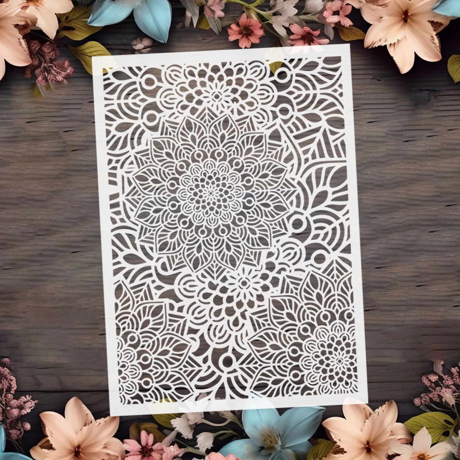 A4 29 * 21 cm große Mandala-Schablone mit floralem Spitzenmuster zum Malen – Stoff, Möbel, Scrapbooking, Heimdekoration,