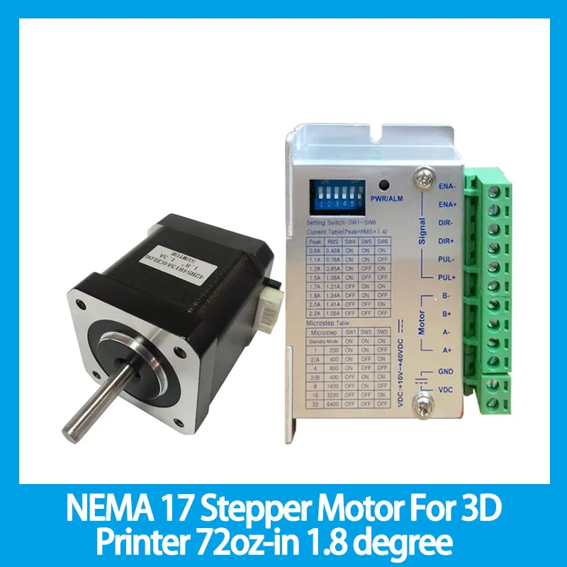 

NEMA 17 Stepper Motor For 3D Printer 72oz-in 1.8 degree Body Length 48mm CE Rohs CNC Stepping Motor