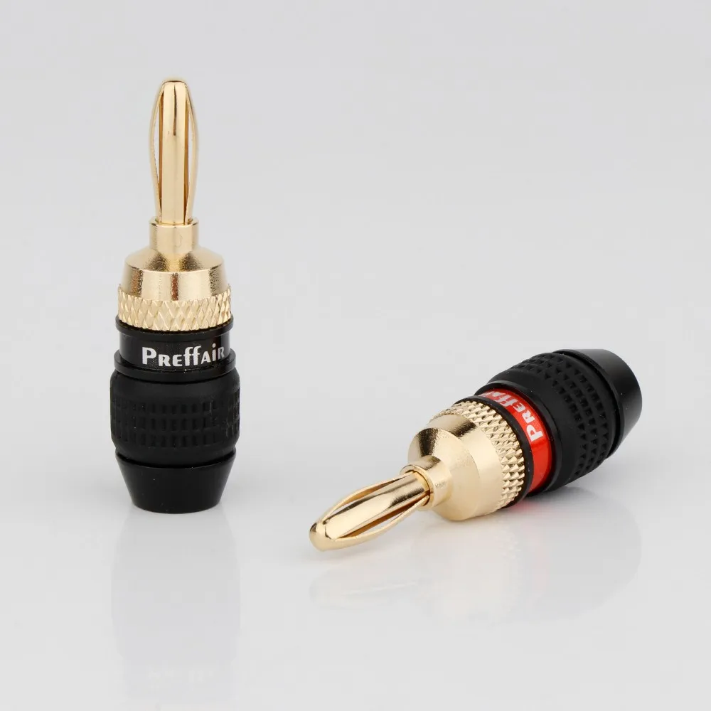 Preffair ba1473g banana plugues 8/10pcs alto-falante cabos plugues rapidamente conectar 24k chapeamento de ouro no conector e dentes de friso
