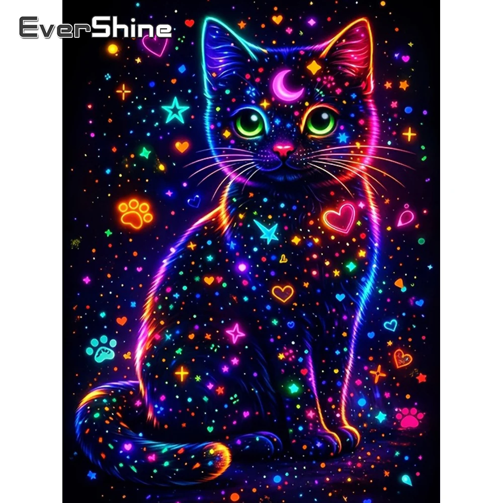 Evershine Diamantmalerei Katze Vollflächiges Quadratisches Bild Stickerei Tier DIY-Set Strass Mosaik Liebesherz Heimdekoration