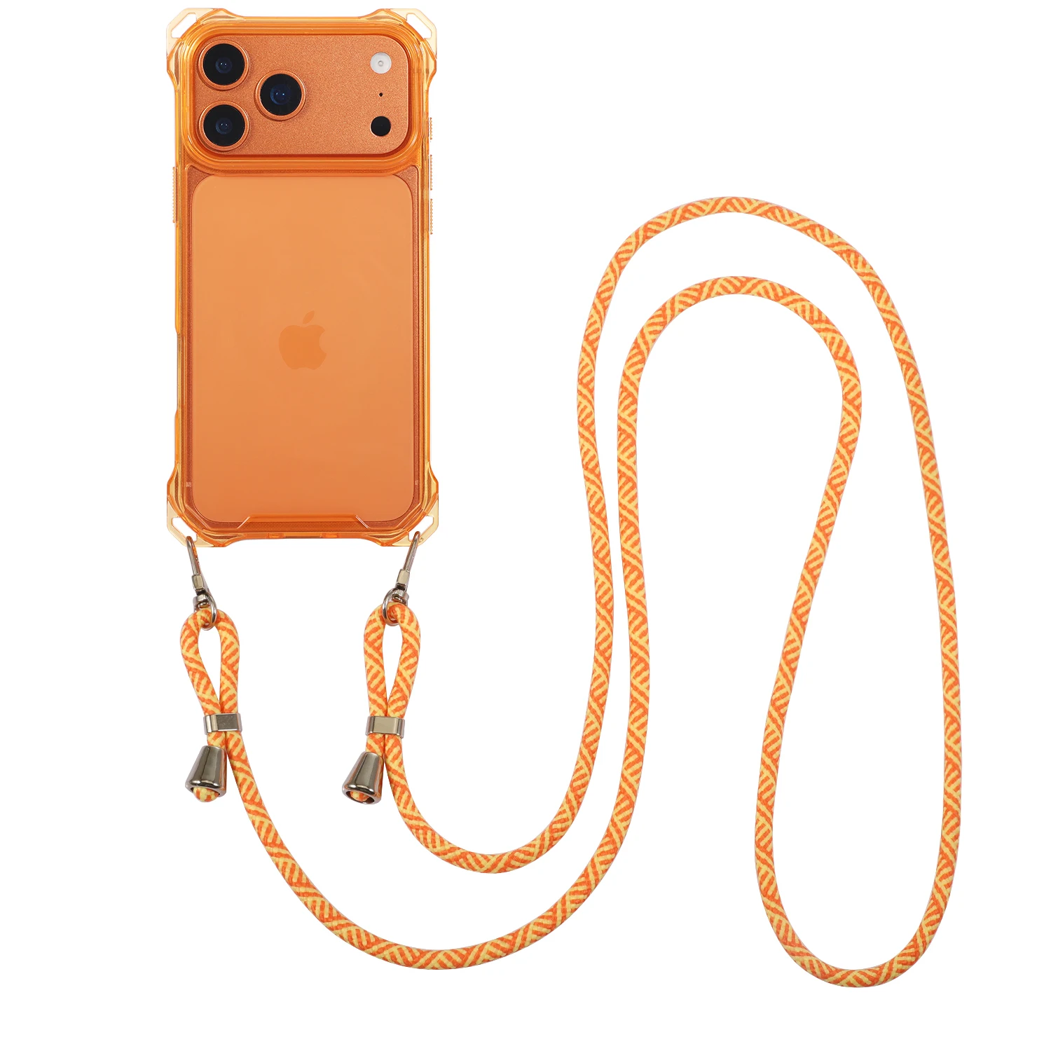 حافظة كومبو صلبة ناعمة مع حزام كروس قابل للفصل لهاتف آيفون 16/17 برو ماكس / حافظة شفافة 2 في 1