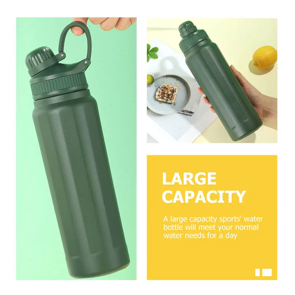 

Большая термоизолированная спортивная бутылка для воды оливкового цвета, портативная, из нержавеющей стали, для занятий спортом на открытом воздухе, фитнеса и тренажерного зала