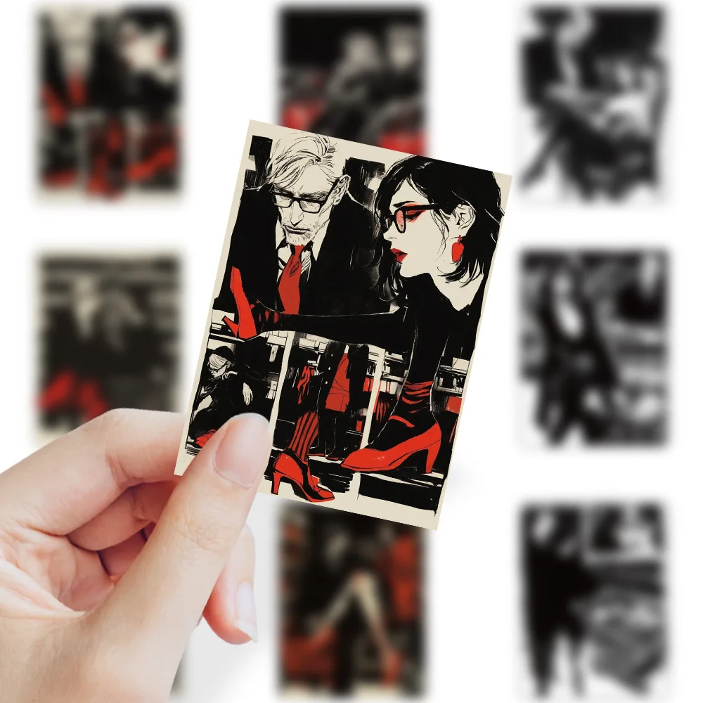 10/30/60PCS Black and Red Cool Comic Style Couple Sticker DIY Phone Laptop Luggage Skateboard Graffiti Decals Fun for Toy