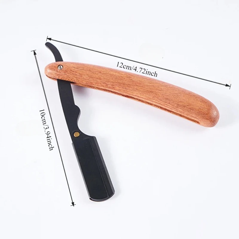 수염 면도기 로즈우드 접이식 스테인레스 스틸 수염 면도기 얼굴 면도 남성용 휴대용 접이식 면도기