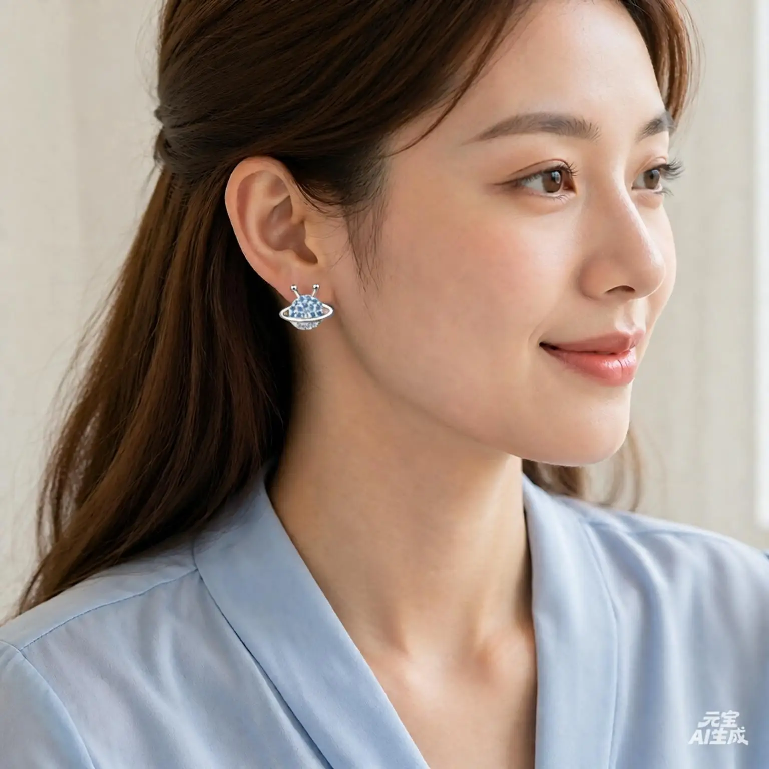Personlity 925 Sterling Silver Blue Planet Crystal Zircon Stud Earrings For Women Girls Anniversary Party Jewelry Gift Accessory