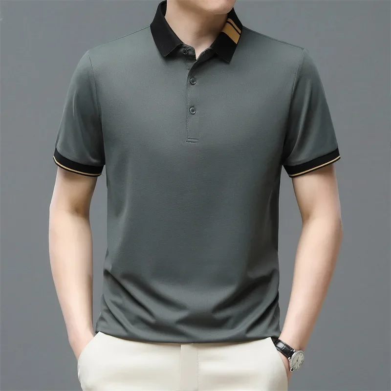 BROWON Brand Polo Shirt Men Tees 2024 Summer New Solid Color Regular Fit Men Clothes Turn-Down Collar Short Sleeve Business Polo