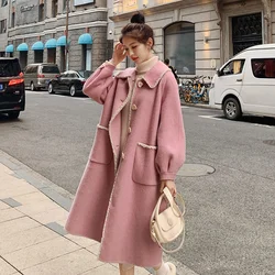 2023 Autumn And Winter New Korean Version Fashionable And Sweet Mid Length Thickened Wool Coat For Women