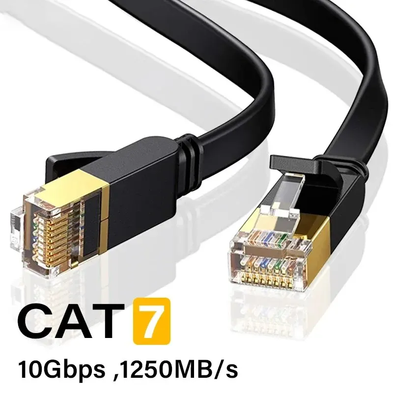 Cat 7 Ethernet Cable Flat Lan Cable 10Gbps High Speed RJ45 Networking For Router Modem Computer PC And Laptops PS3 PS4 1-10M