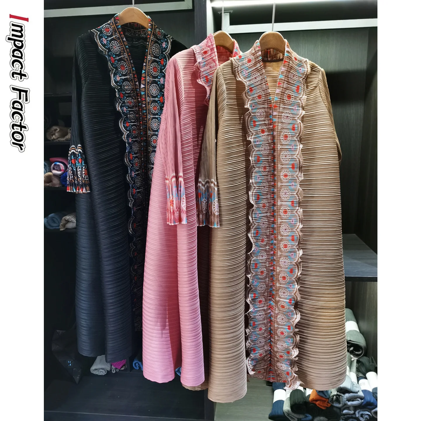 

Платье Miyake Design Sense в этническом стиле с принтом, плиссированное, женское, весеннее, новое, элегантное, свободного кроя, с рукавами-колокол, средней длины