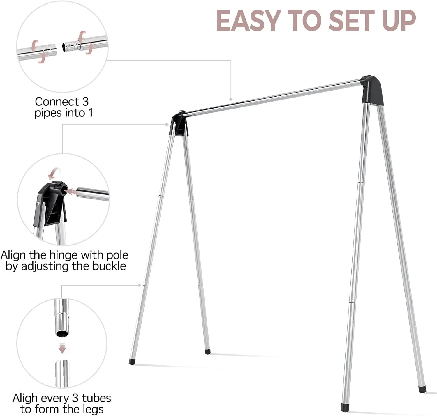 Foldable Stainless Steel Clothes Drying Rack, Portable Indoor Outdoor Free-Standing Large Capacity