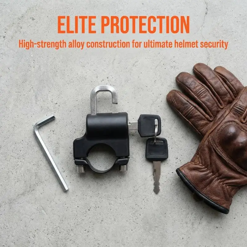 Motorcycle Helmet Lock Anti Theft Secure Handlebar Mount Keyed Safety Lock for Riders Commuters and Delivery Services
