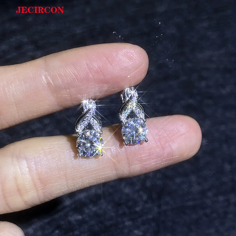 

Женские серьги с муассанитом из стерлингового серебра JECIRCON S925, модные пряжки с крестом Infinity Love, сверкающие ювелирные изделия