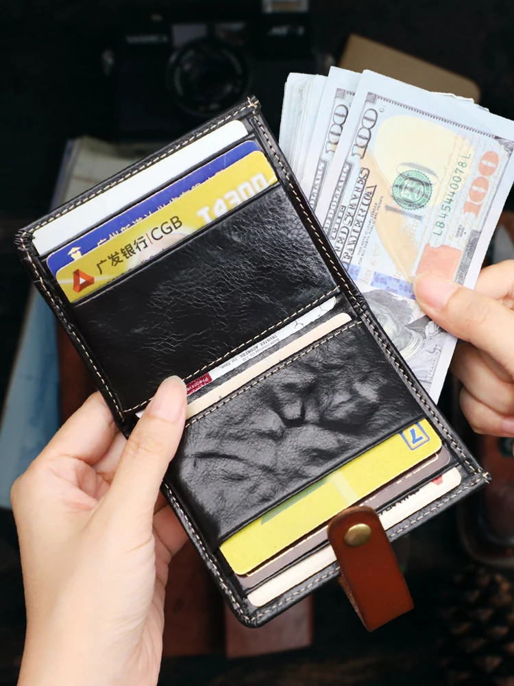 

Женский мини-кошелек из натуральной кожи, ультратонкий, с большим количеством отделений для карт, из воловьей кожи первого слоя, для мелочи