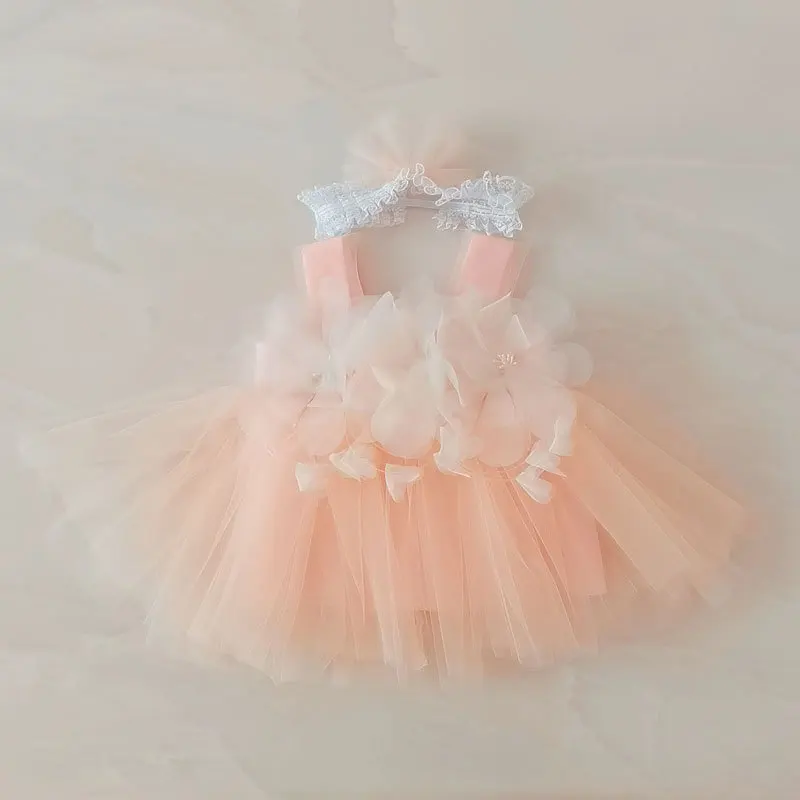 Newborn Baby Girl Sweet Princess Flowers Dress Infant Toddler Sleeveless Tutu Dress Party Birthday Costumes Baby Clothes 0-2Y