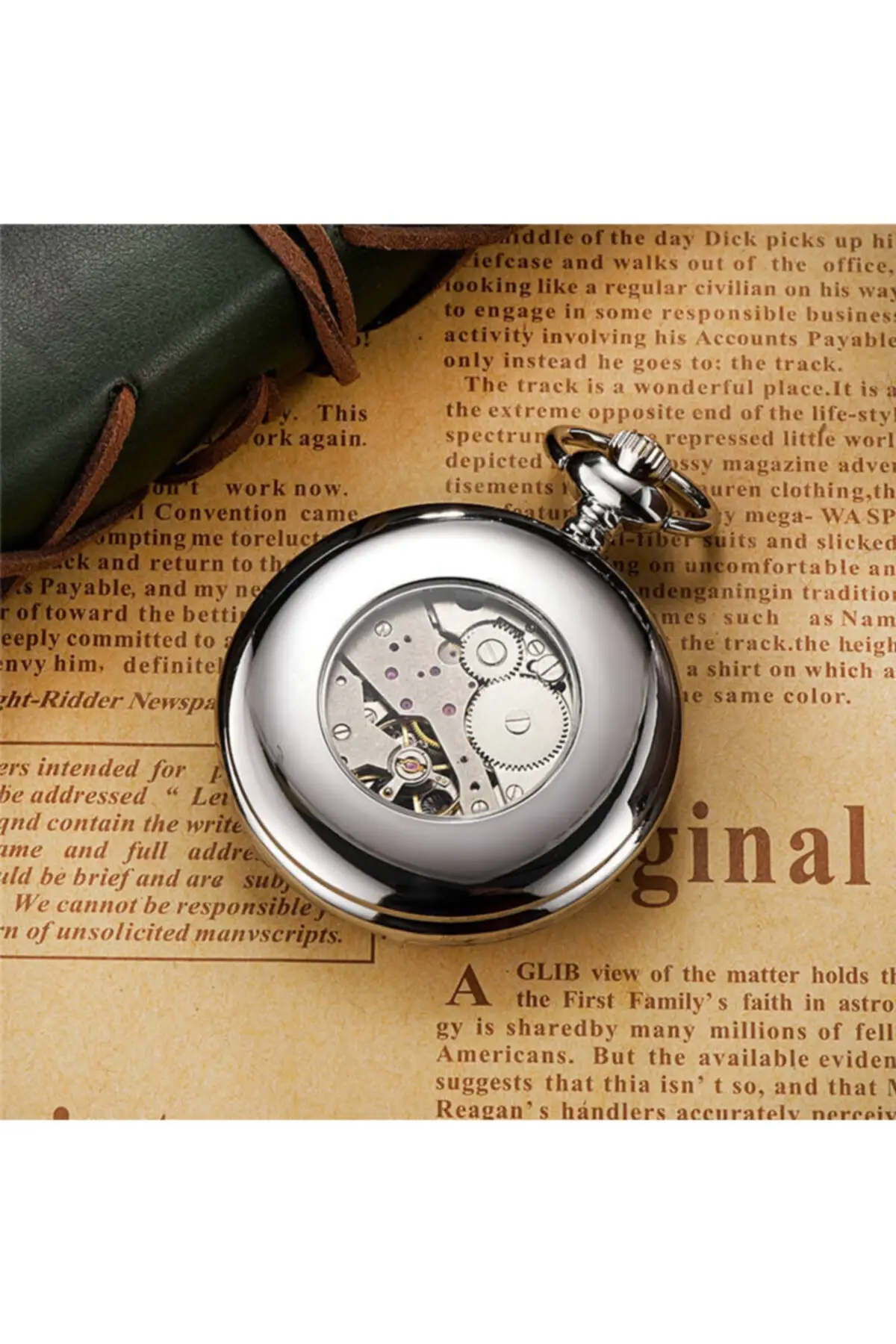 Uras German Automatic Winding Skeleton Köstekli Pocket Watch Vintage Watch Men Women