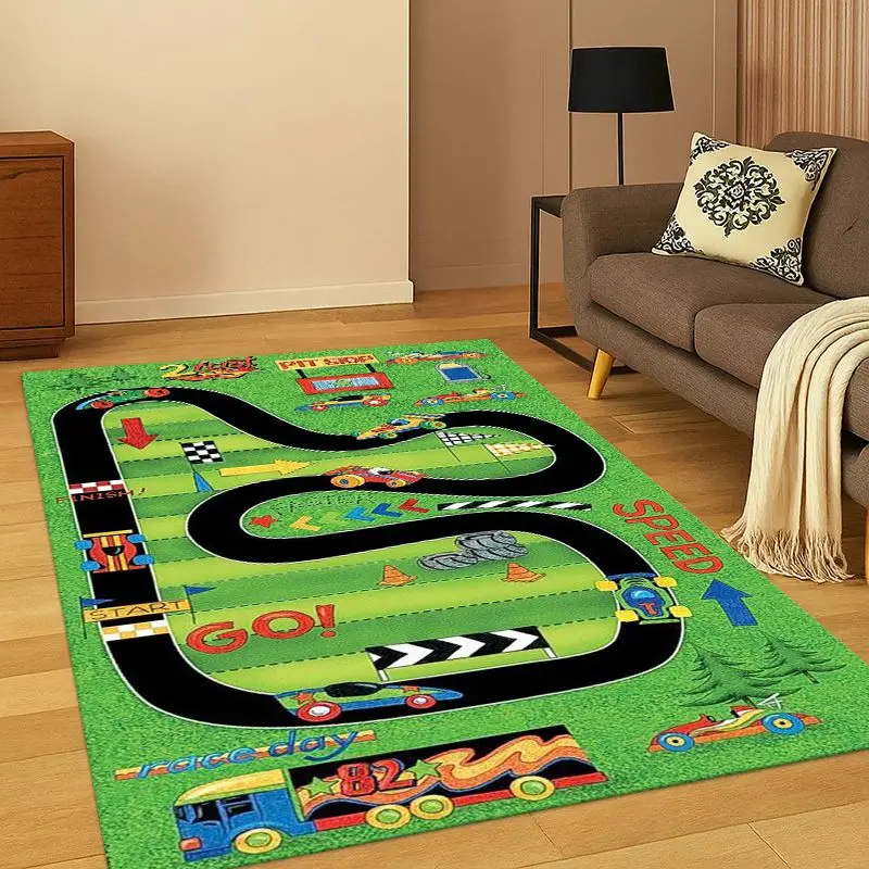 City Traffic Road Highway Runway Playroom PlayMat Carpet Rug for Bedroom Living Room Sofa Doormat Home Decor Non-slip Gift