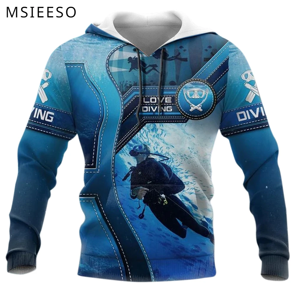 

MSIEESO Fashion Beautiful Scuba Diving Hoodie 3D Print Designs Hooded Sweatshirt Men Women Casual Streetwear Coat Pullover