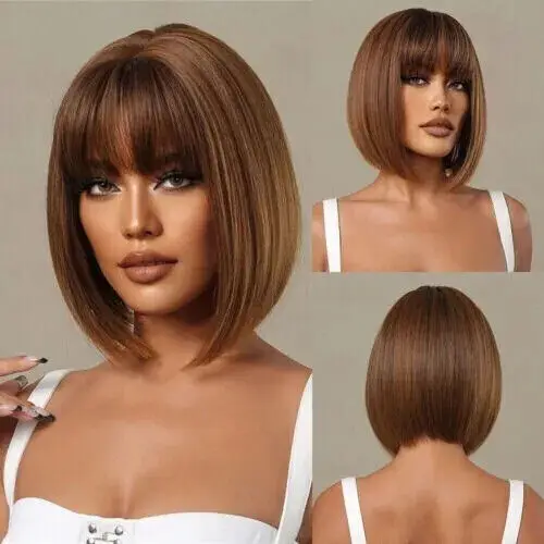 Hair New Fashion Women's Short Light Brown Straight BOB Wigs 10 Inch