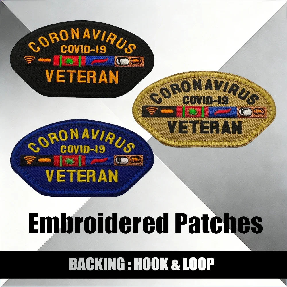 

Тактический вышитый шеврон с эмблемой коронавируса на липучке для рюкзаков