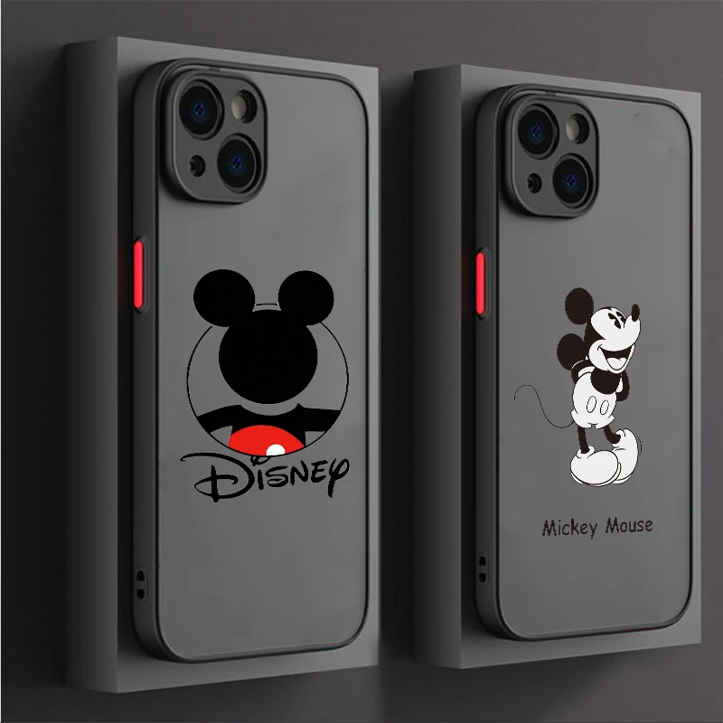 Disney Mickey Minnie Mouse Shadow Phone Case For iPhone 16 14 12 13 11 15 Pro Max XR XS MAX 7 8 PLUS Y2K Happy Girl Back Cover