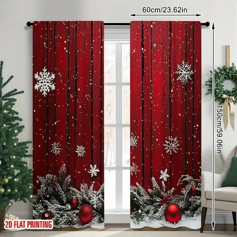 Christmas snowflake pine branch - pole bag curtains, bedroom and living room decoration, home decoration, Christmas decoration