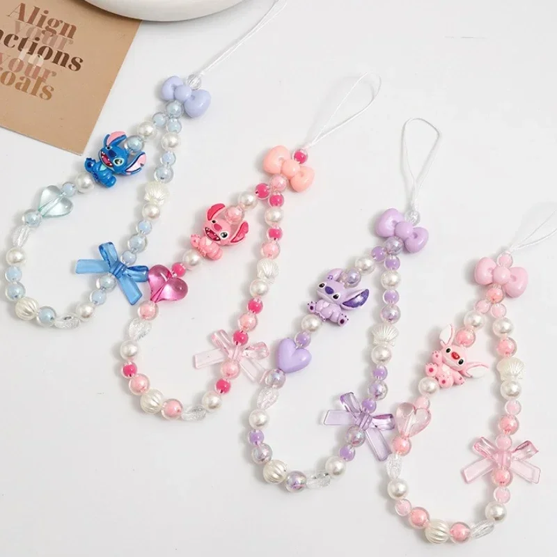 Disney Stitch,mickey key chains Phone Strap Beaded  Sweet and Cute ，Key chains, phone lanyards, bag charms, key accessories