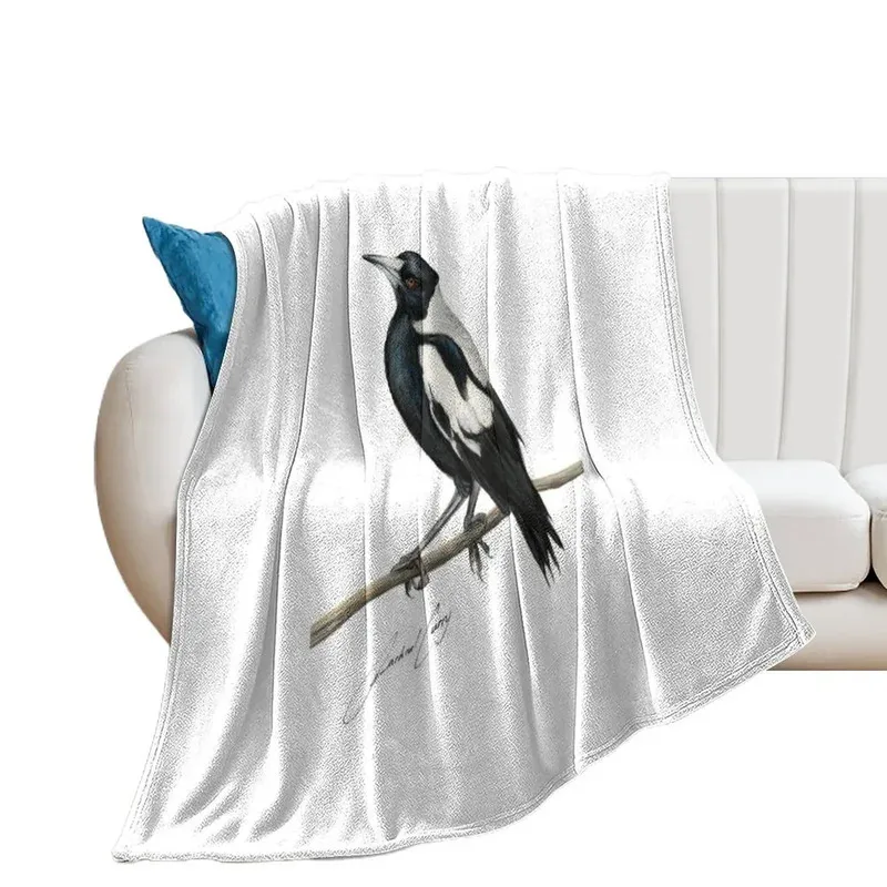 

JHB55Magpie, австралийское искусство птиц с подписью художников, пледы, забавный подарок, одеяла, одеялаJKm!