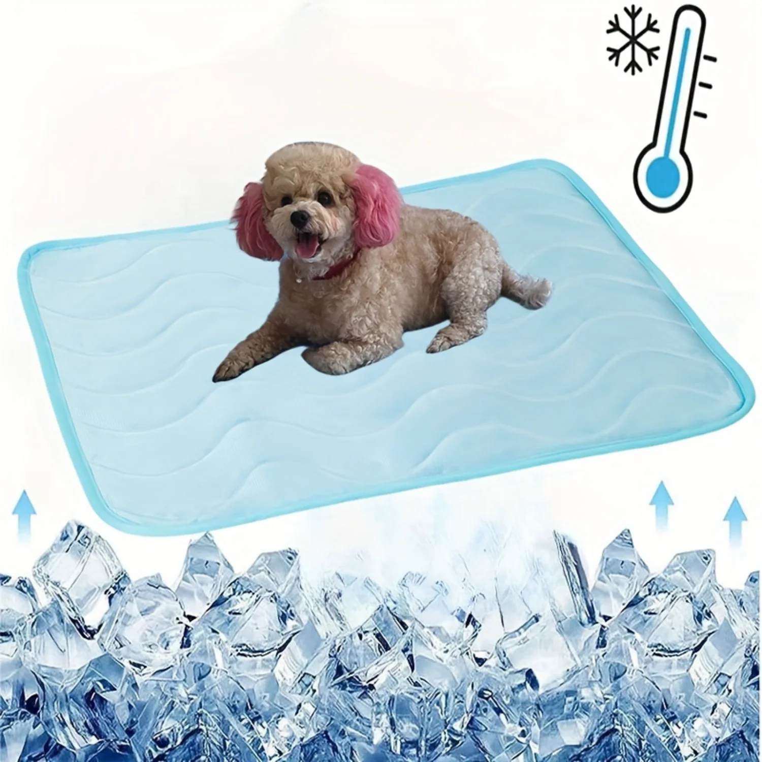 ลาย Cooling Pet Bed Mat สําหรับสุนัข,Breathable Ice Silk Pad พร้อม Polycotton เติม, ปลอดสารพิษ Cooling Dog Mat, รูปแบบคลื่น Desi