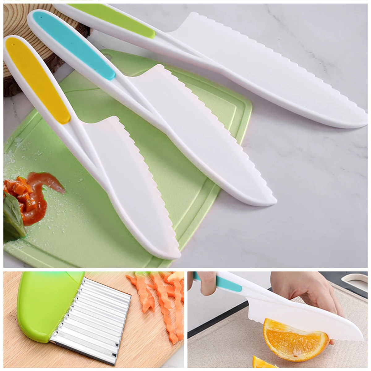 8Pcs Kids Kitchen Cutter Toy Set Kids Kitchen Pretend Play for Vegetables Fruits Safe Cutter Peeler Cutting Board for Cooking