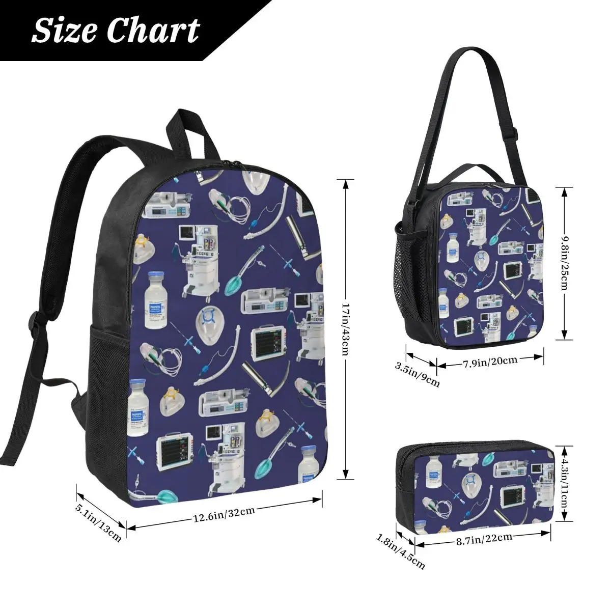 Tools Of The Trade SPACE BLUE Anästhesie Anästhesie Rucksack Jungen Mädchen Büchertasche Schultasche 3 Stück Isolierte Lunchtasche Federmäppchen