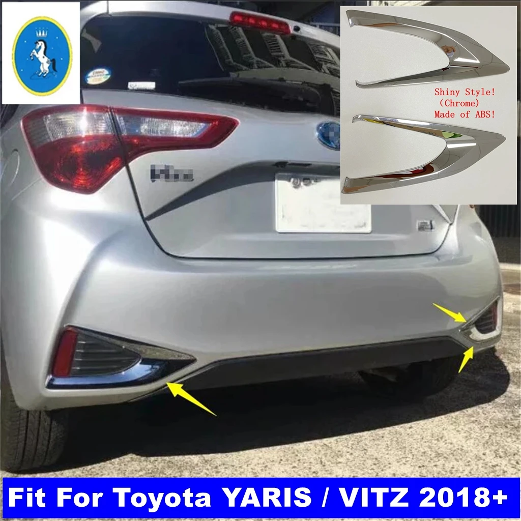 

Rear Bumper Fog Lights Lamps Decorative Frame Cover Trim Fit For Toyota YARIS / VITZ 2018 2019 Auto Chrome Exterior Accessories