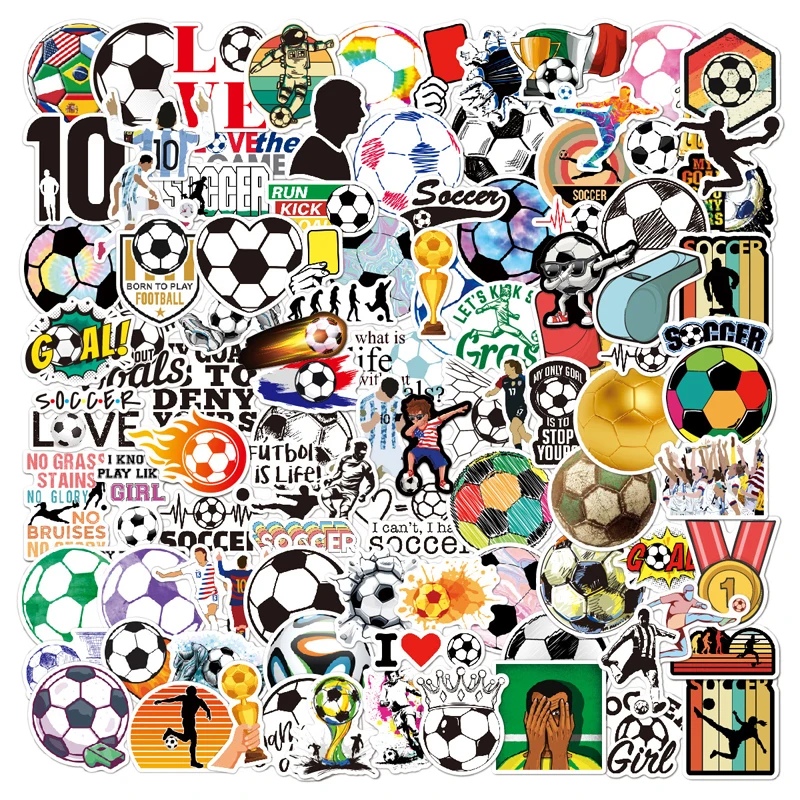 100 Stück süße Fußball-Aufkleber, Sport-Aufkleber, Vinyl, wasserdicht, für Laptop, Skateboard, Helm, Gitarre, Handyhülle, Gepäck