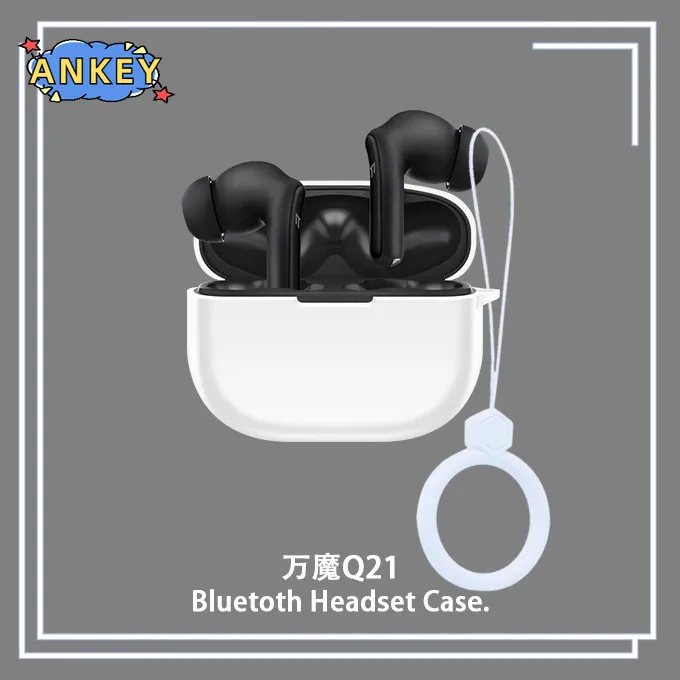 for 1MORE Q21 Case Earphones Premium Silicone Cover Shockproof Accessible Charging Port carrying ring