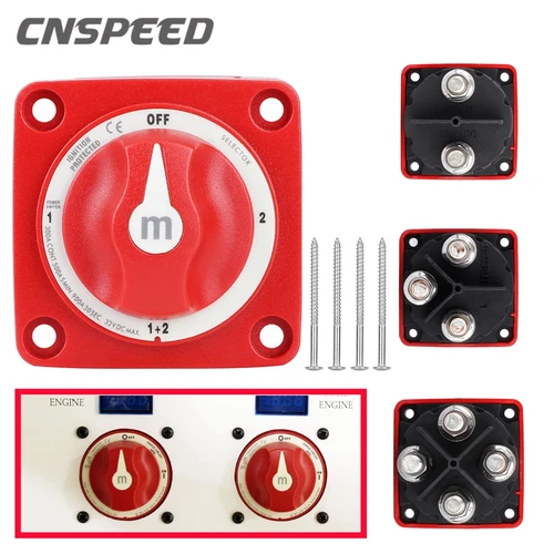 Interruptor de masa de batería de 2, 3 y 4 posiciones, corte único Dual Serie M, barco marino, 12-48V, 100-300A, aislador de alta resistencia, desconexión rotativa