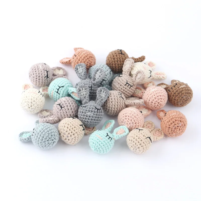 Crochet Beads Bear Rabbit Elk DIY Baby Teether Toy Gift Teething Rodent Baby Products For Newborns Cotton PVC Free