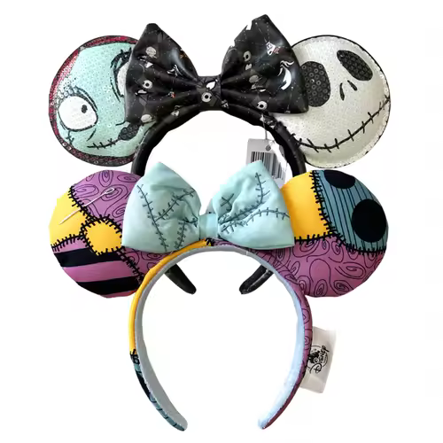 2026 Mickey Mouse Ears Headband 2025 Cinderella Rapunzel Princess Bow Minnie Ear Headwear for Adult Kids Holiday Hairband - Image 28