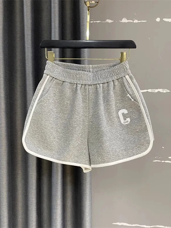 High Waist Elastic Waist Sports orts Women Summer 2025 New American Sle Slimming Casual Pants Hot Girl A-Line Wide Leg Ho...