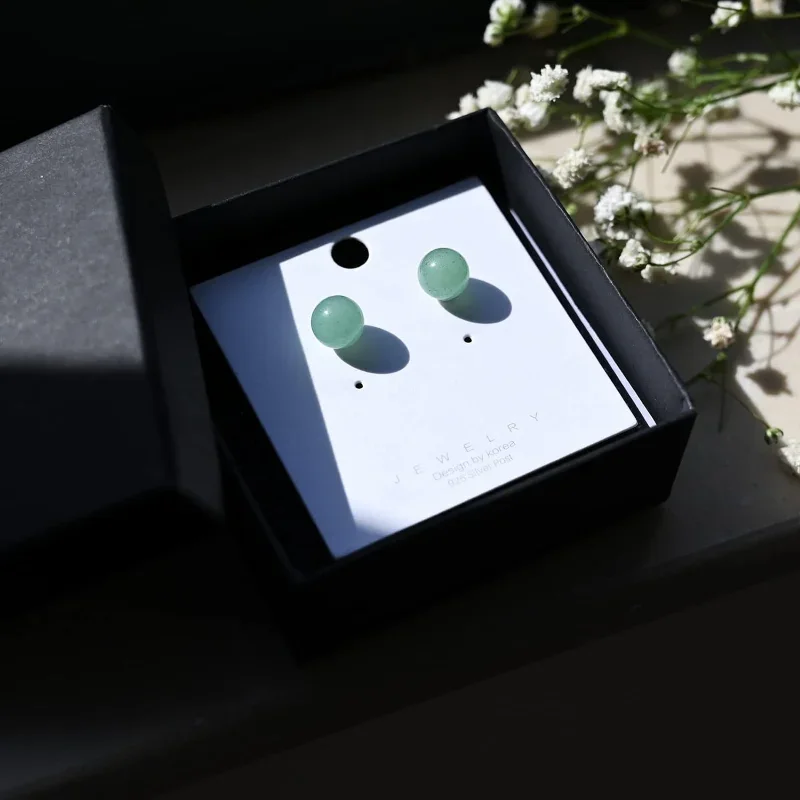 4mm 6mm 8mm Green Jade Earrings for Women, 925 Sterling Silver Needle, Good Luck Jade Jewelry for Women Men Birthday Anniversary