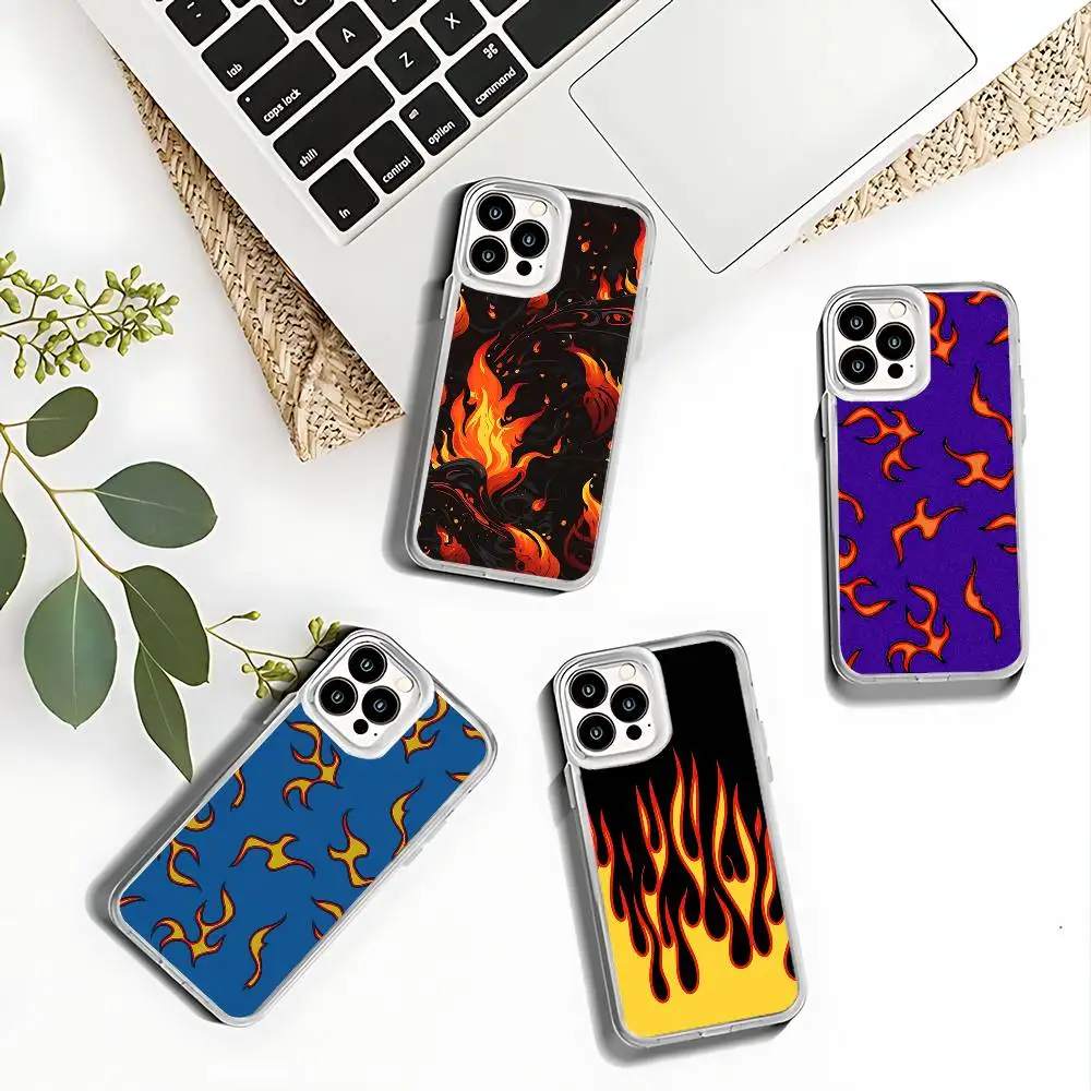 

Cool Flame Colorful Pattern Phone Case For iPhone 17,16,15,14,13,12,11 Pro,Max,Plus,X,XS,XR,SE4,E Mini Transparent Soft Cover