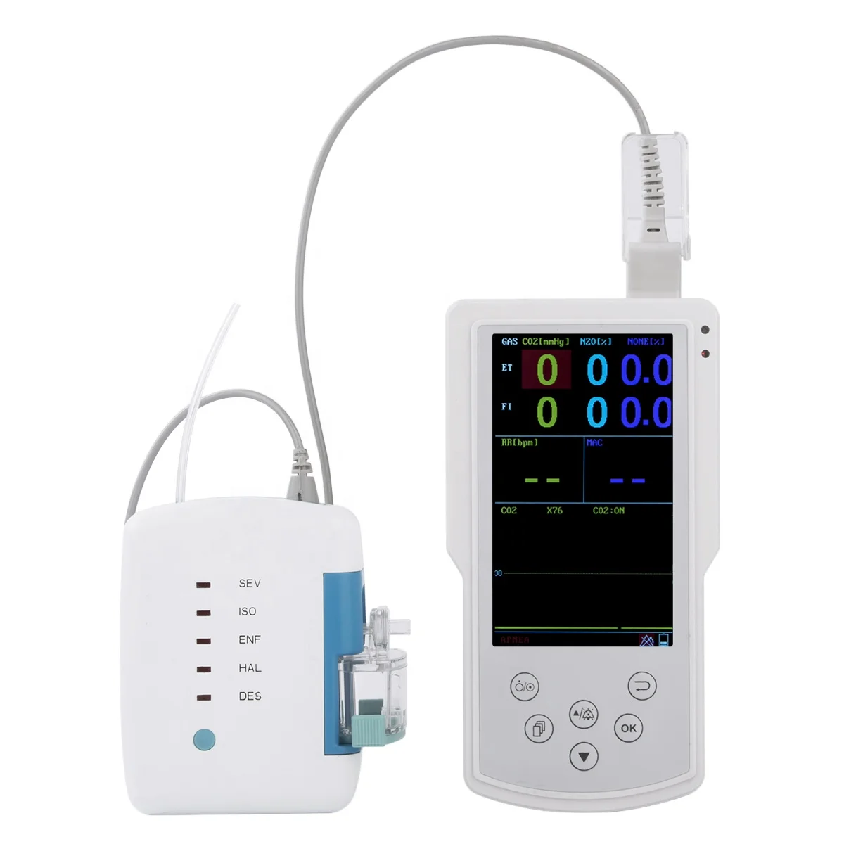 Handheld Menselijke Veterinaire Multi Anesthesie Gasanalysator Detector ICU CCU Ambulance Gebruik