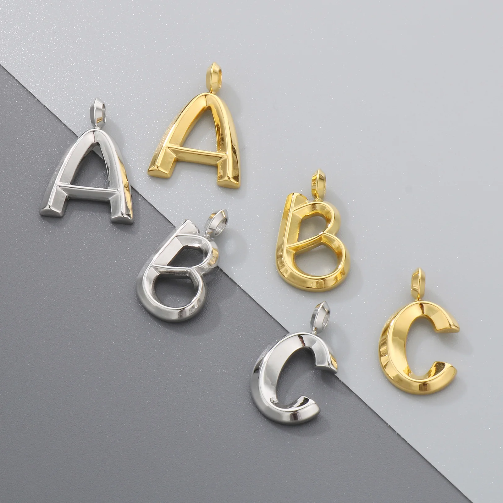 1PCS Stainless Steel Small Letter Charms Mirror Polish Alphabet for DIY Jewelry Making Initial Necklace Bracelets