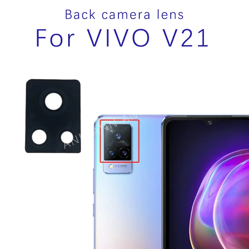 Original Back Rear Camera Glass Lens with frame For Vivo V21 With Adhesive Sticker Camera Lens Replacement Parts