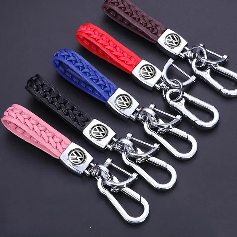 Metal Hand Braided Rope Car Keychain Holder for VW Golf 5 6 7 Polo Passat Jetta Tiguan CC Scirocco Lavida Santana Accessories