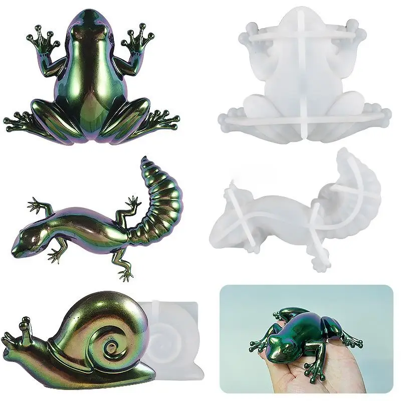 DIY Crystal Epoxy Mould Frog Gecko Silicone Mould Jewelry Making Accessories Home Decor Resin Casting Handicrafts