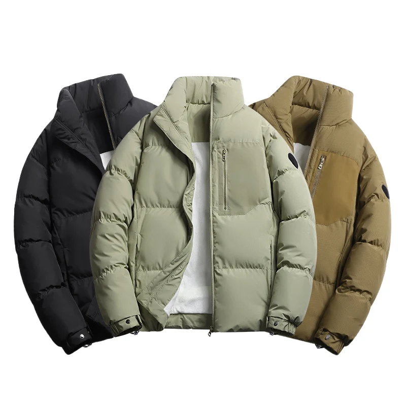 

Winter Thick Men Parkas Windbreaker New Men's Stand Up Collar Parkas Plush Jacket Male Loose Thickened Warm Cotton Padded Coat