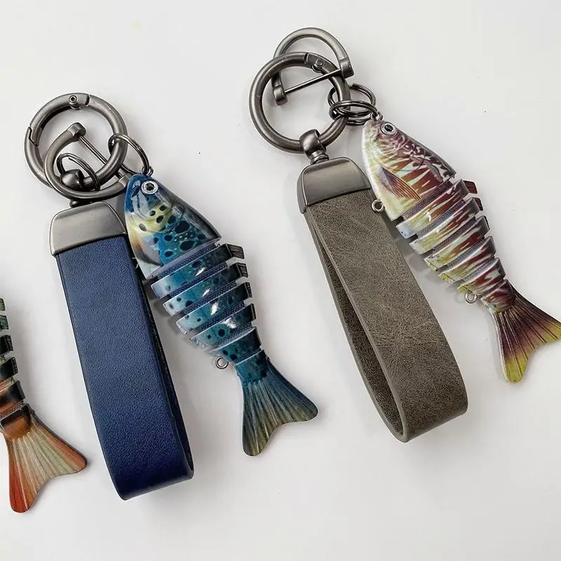 Neuer Acryl-Fisch-Schlüsselanhänger, mehrteiliger Simulations-Angelköder, Autoschlüsselring, Rucksackanhänger, Geschenke – Detail 9